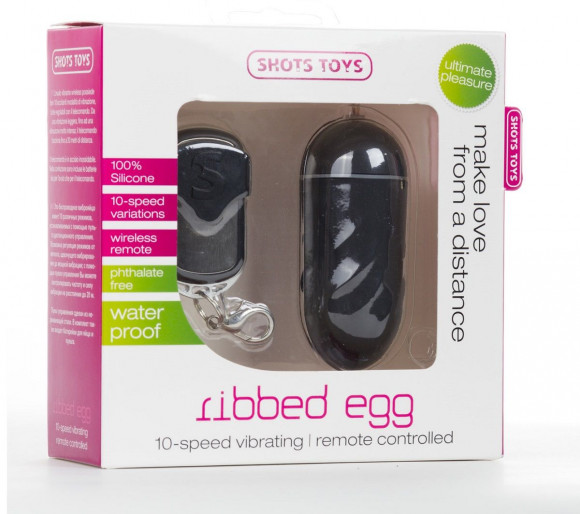Чёрное виброяйцо Ribbed Egg на дистанционном управлении Чёрное виброяйцо Ribbed Egg на дистанционном управлении