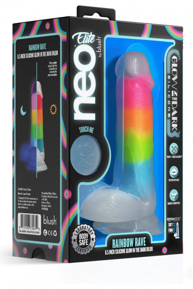 Яркий люминесцентный фаллоимитатор Rainbow Rave - 16,5 см. Яркий люминесцентный фаллоимитатор Rainbow Rave - 16,5 см.