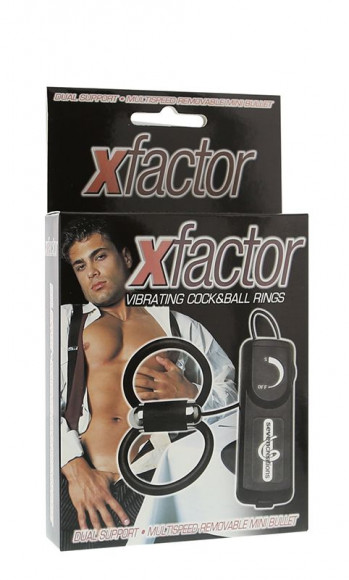 Чёрное эрекционное кольцо с подхватом мошонки и вибрацией X-FACTOR VIBRATING COCK & BALL RINGS Чёрное эрекционное кольцо с подхватом мошонки и вибрацией X-FACTOR VIBRATING COCK & BALL RINGS
