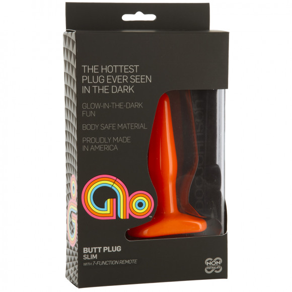 Анальная пробка с вибрацией GLO Vibrating Slim Orange Анальная пробка с вибрацией GLO Vibrating Slim Orange