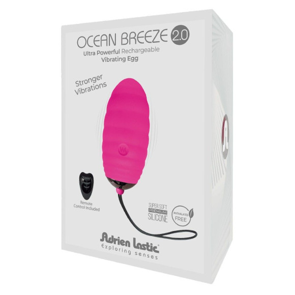 Розовое виброяйцо с пультом ДУ Ocean Breeze 2.0 + LRS Розовое виброяйцо с пультом ДУ Ocean Breeze 2.0 + LRS