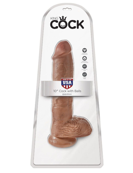 Фаллоимитатор-мулат с мошонкой 10 Cock with Balls на присоске - 25,4 см. Фаллоимитатор-мулат с мошонкой 10 Cock with Balls на присоске - 25,4 см.