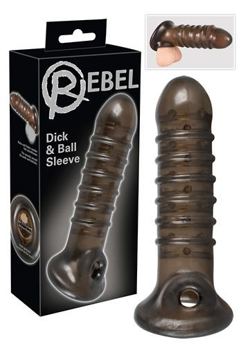 Насадка на пенис Rebel smoke с рёбрышками и отверстием под мошонку Насадка на пенис Rebel smoke с рёбрышками и отверстием под мошонку