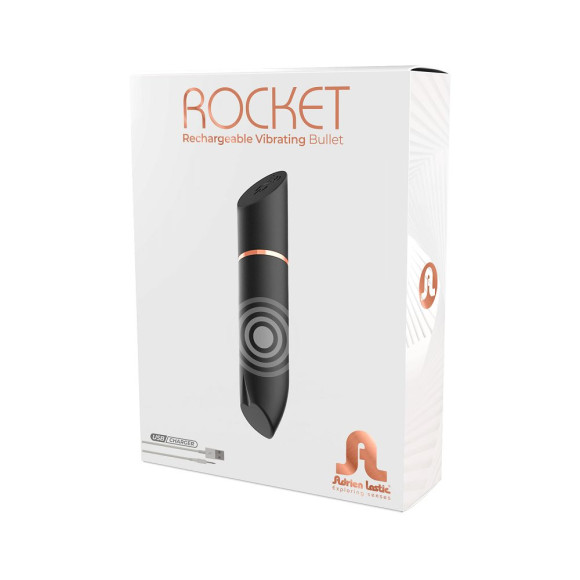 Черная перезаряжаемая вибропуля Rocket со скошенным кончиком Черная перезаряжаемая вибропуля Rocket со скошенным кончиком