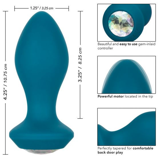 Бирюзовая анальная вибропробка с кристаллом Power Gem Vibrating Crystal Probe - 10,75 см. Бирюзовая анальная вибропробка с кристаллом Power Gem Vibrating Crystal Probe - 10,75 см.