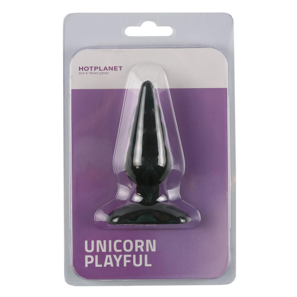 Черная анальная пробка Unicorn Playful - 10 см. Черная анальная пробка Unicorn Playful - 10 см.