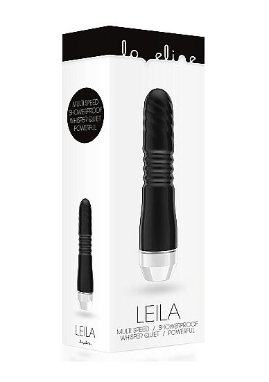 Чёрный вибратор Leila с рёбрышками посередине - 15 см. Чёрный вибратор Leila с рёбрышками посередине - 15 см.