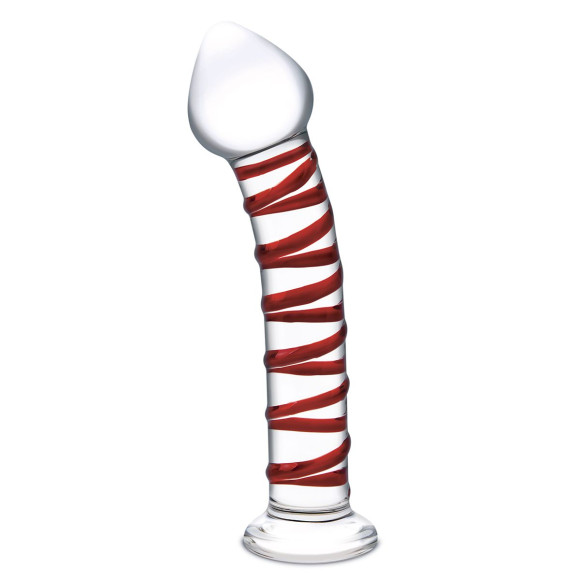 Стеклянный фаллоимитатор с красной спиралью Mr. Swirly - 20,5 см. Стеклянный фаллоимитатор с красной спиралью Mr. Swirly - 20,5 см.