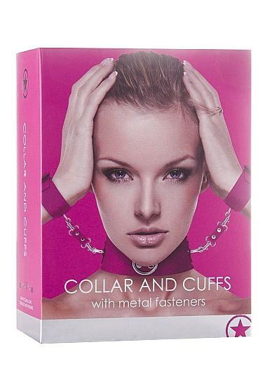 Розовый ошейник с наручниками Collar with Cuffs Розовый ошейник с наручниками Collar with Cuffs