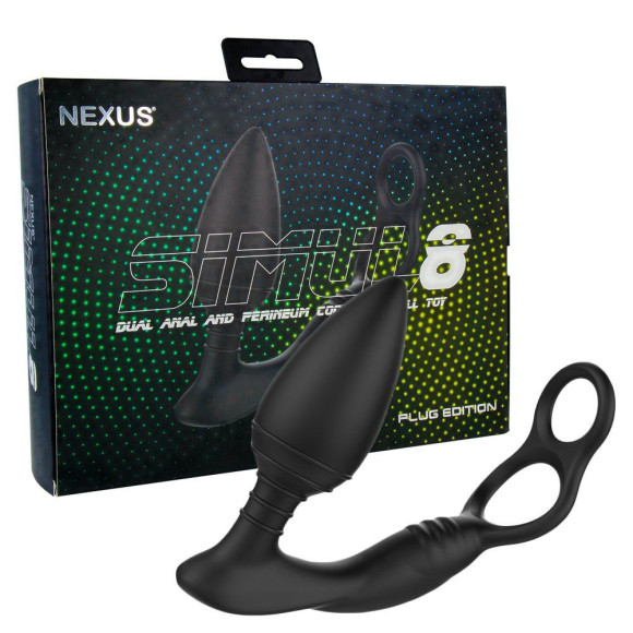 Черная анальная пробка NEXUS SIMUL8 Plug Edition с фиксацией на теле кольцами Черная анальная пробка NEXUS SIMUL8 Plug Edition с фиксацией на теле кольцами