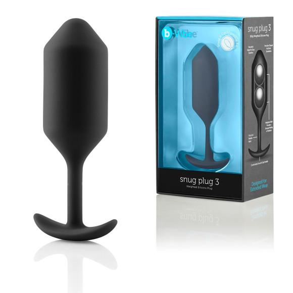 Чёрная пробка для ношения B-vibe Snug Plug 3 - 12,7 см. Чёрная пробка для ношения B-vibe Snug Plug 3 - 12,7 см.