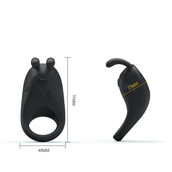 Чёрное эрекционное кольцо с вибрацией Rabbit Vibrator Чёрное эрекционное кольцо с вибрацией Rabbit Vibrator