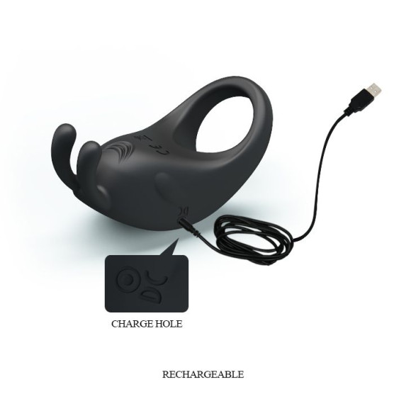 Чёрное эрекционное кольцо с вибрацией Rabbit Vibrator Чёрное эрекционное кольцо с вибрацией Rabbit Vibrator