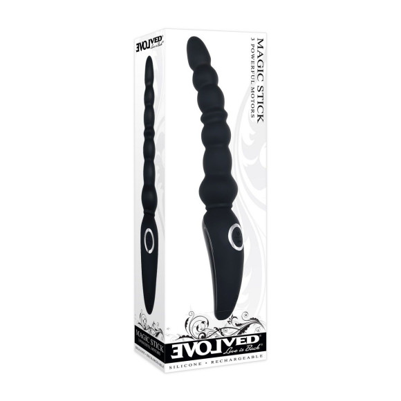 Черная анальная виброелочка Magic Stick - 22,6 см. Черная анальная виброелочка Magic Stick - 22,6 см.