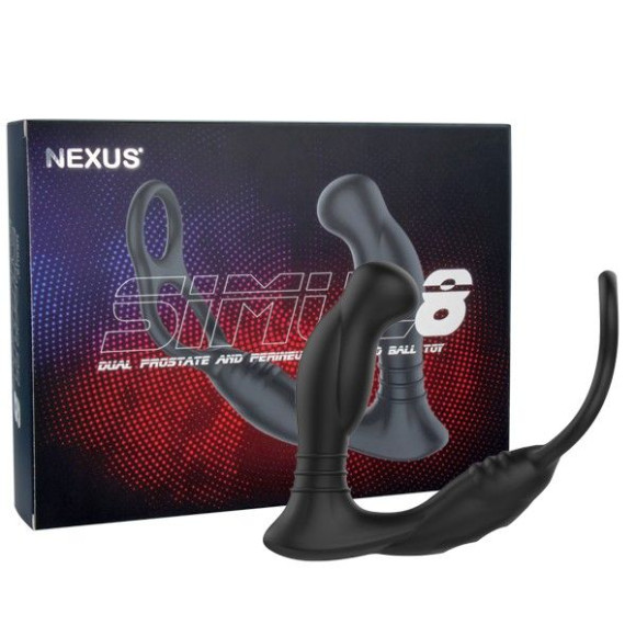 Черная анальная пробка NEXUS SIMUL8 с фиксацией на теле кольцами Черная анальная пробка NEXUS SIMUL8 с фиксацией на теле кольцами