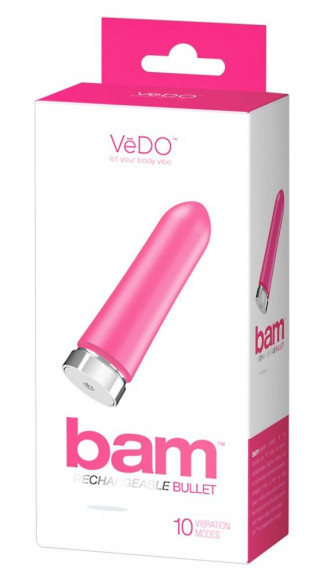 Розовая перезаряжаемая вибропуля VeDO Bam - 9,7 см. Розовая перезаряжаемая вибропуля VeDO Bam - 9,7 см.