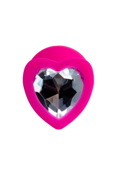 Розовая анальная втулка Diamond Heart с прозрачным кристаллом - 8 см. Розовая анальная втулка Diamond Heart с прозрачным кристаллом - 8 см.