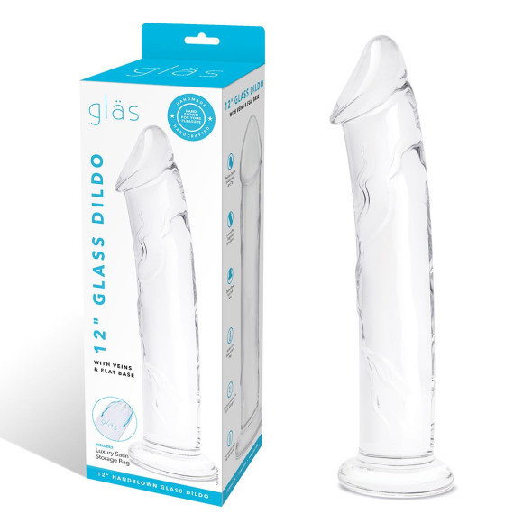 Большой стеклянный стимулятор 12’’ Glass Dildo With Veins & Flat Base - 28 см. Большой стеклянный стимулятор 12’’ Glass Dildo With Veins & Flat Base - 28 см.