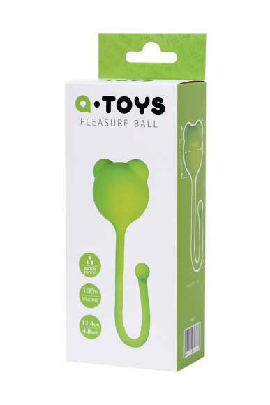 Зеленый силиконовый вагинальный шарик A-Toys с ушками Зеленый силиконовый вагинальный шарик A-Toys с ушками