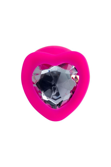 Розовая анальная втулка Diamond Heart с прозрачным кристаллом - 9,5 см. Розовая анальная втулка Diamond Heart с прозрачным кристаллом - 9,5 см.