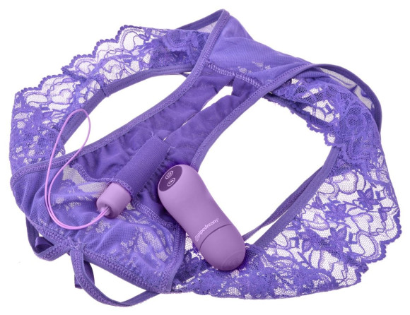 Фиолетовые трусики с вибропулей и пультом Crotchless Panty Thrill-Her Фиолетовые трусики с вибропулей и пультом Crotchless Panty Thrill-Her