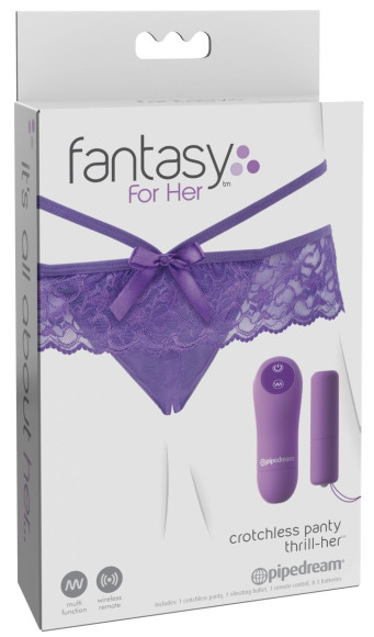 Фиолетовые трусики с вибропулей и пультом Crotchless Panty Thrill-Her Фиолетовые трусики с вибропулей и пультом Crotchless Panty Thrill-Her
