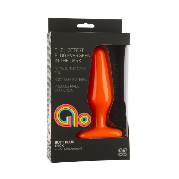 Оранжевая анальная пробка GLO Vibrating Thick - 14 см. Оранжевая анальная пробка GLO Vibrating Thick - 14 см.