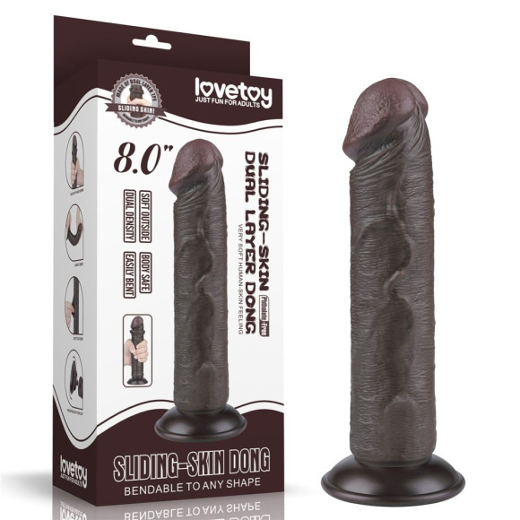 Коричневый фаллоимитатор 8 Sliding Skin Dual Layer Dong - 20 см. Коричневый фаллоимитатор 8 Sliding Skin Dual Layer Dong - 20 см.