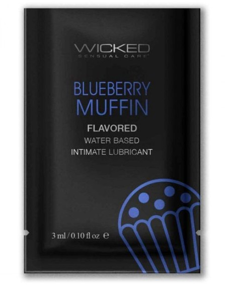 Лубрикант на водной основе с ароматом черничного маффина Wicked Aqua Blueberry Muffin - 3 мл. Лубрикант на водной основе с ароматом черничного маффина Wicked Aqua Blueberry Muffin - 3 мл.