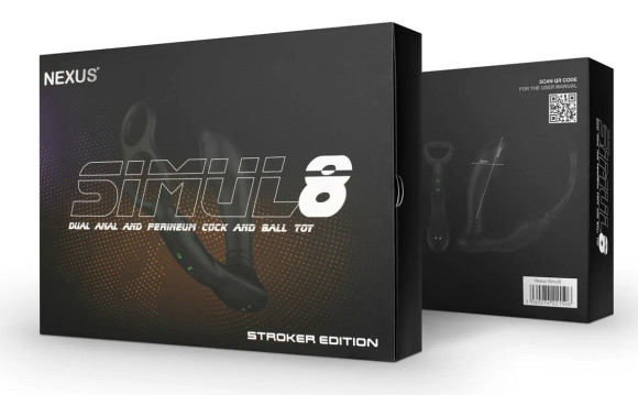Черный вибромассажер простаты Nexus Simul8 Stroker Edition с кольцами для пениса и мошонки Черный вибромассажер простаты Nexus Simul8 Stroker Edition с кольцами для пениса и мошонки