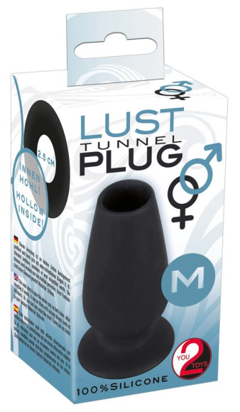 Чёрная анальная пробка-тоннель Lust Tunnel M - 10 см. Чёрная анальная пробка-тоннель Lust Tunnel M - 10 см.