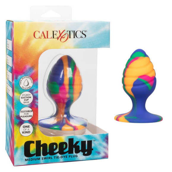 Яркая анальная пробка Cheeky Medium Swirl Tie-Dye Plug - 7,5 см. Яркая анальная пробка Cheeky Medium Swirl Tie-Dye Plug - 7,5 см.