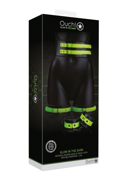 Набор для бондажа Thigh Cuffs with Belt and Handcuffs - размер L-XL Набор для бондажа Thigh Cuffs with Belt and Handcuffs - размер L-XL