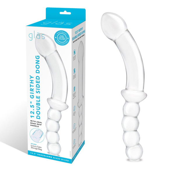 Стеклянный двусторонний фаллоимитатор 12,5’’ Girthy Double Sided Dong With Anal Bead Grip Handle - 32 см. Стеклянный двусторонний фаллоимитатор 12,5’’ Girthy Double Sided Dong With Anal Bead Grip Handle - 32 см.