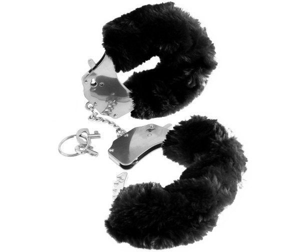 Металлические наручники Furry Love Cuffs с черным мехом Металлические наручники Furry Love Cuffs с черным мехом