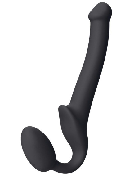 Черный безремневой страпон Silicone Bendable Strap-On - size S Черный безремневой страпон Silicone Bendable Strap-On - size S