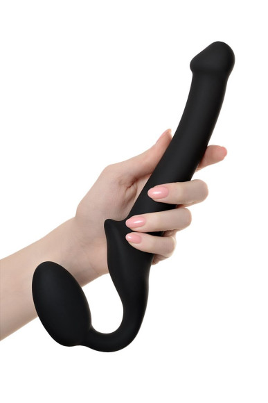 Черный безремневой страпон Silicone Bendable Strap-On - size S Черный безремневой страпон Silicone Bendable Strap-On - size S