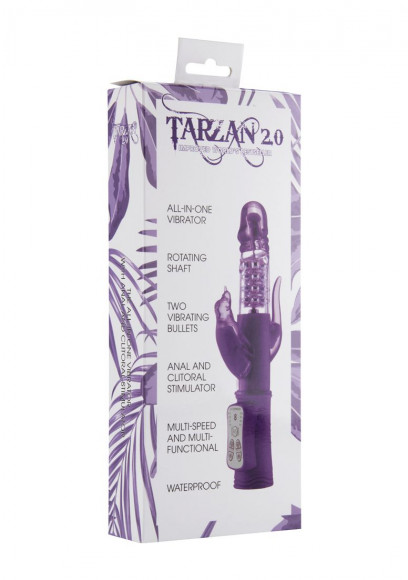 Фиолетовый вибратор Tarzan 2.0 с отростками для дополнительной стимуляции - 23,9 см. Фиолетовый вибратор Tarzan 2.0 с отростками для дополнительной стимуляции - 23,9 см.