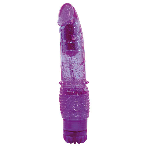 Фиолетовый вибратор с блёстками VIBRATOR JAMMY JELLY HAPPY GLITTER - 21 см. Фиолетовый вибратор с блёстками VIBRATOR JAMMY JELLY HAPPY GLITTER - 21 см.