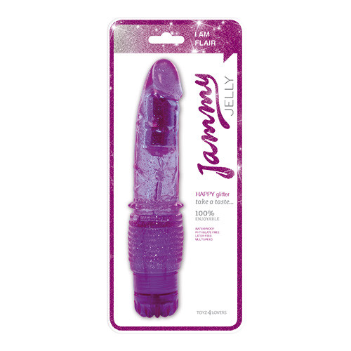 Фиолетовый вибратор с блёстками VIBRATOR JAMMY JELLY HAPPY GLITTER - 21 см. Фиолетовый вибратор с блёстками VIBRATOR JAMMY JELLY HAPPY GLITTER - 21 см.