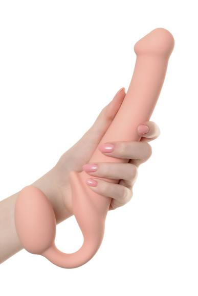 Телесный безремневой страпон Silicone Bendable Strap-On - size M Телесный безремневой страпон Silicone Bendable Strap-On - size M