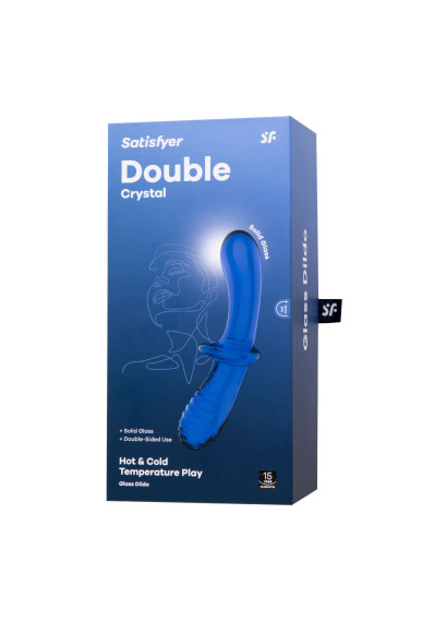 Синий двусторонний стеклянный фаллоимитатор Double Crystal - 19,5 см. Синий двусторонний стеклянный фаллоимитатор Double Crystal - 19,5 см.