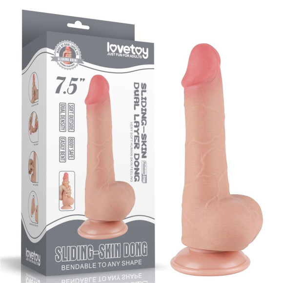 Телесный фаллоимитатор 7.5 Sliding Skin Dual Layer Dong на присоске - 19,5 см. Телесный фаллоимитатор 7.5 Sliding Skin Dual Layer Dong на присоске - 19,5 см.