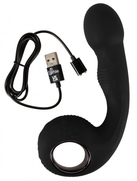 Черный силиконовый вибратор G & P-Spot Vibrator - 16,8 см. Черный силиконовый вибратор G & P-Spot Vibrator - 16,8 см.