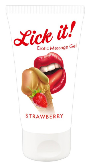 Лубрикант на водной основе Lick it! Strawberry с ароматом клубники - 50 мл. Лубрикант на водной основе Lick it! Strawberry с ароматом клубники - 50 мл.