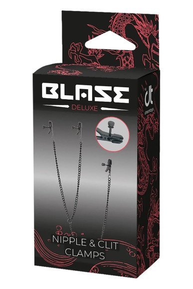 Черные зажимы на соски и клитор на цепочке Deluxe Nipple & Clit Clamps Черные зажимы на соски и клитор на цепочке Deluxe Nipple & Clit Clamps