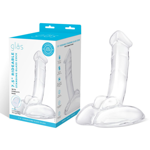 Стеклянный фаллоимитатор на подставке 7,5’’ Rideable Standing Glass Cock With Stability Base - 19 см. Стеклянный фаллоимитатор на подставке 7,5’’ Rideable Standing Glass Cock With Stability Base - 19 см.