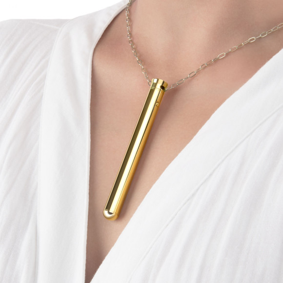 Золотистый вибромассажер-кулон Necklace Vibe Золотистый вибромассажер-кулон Necklace Vibe