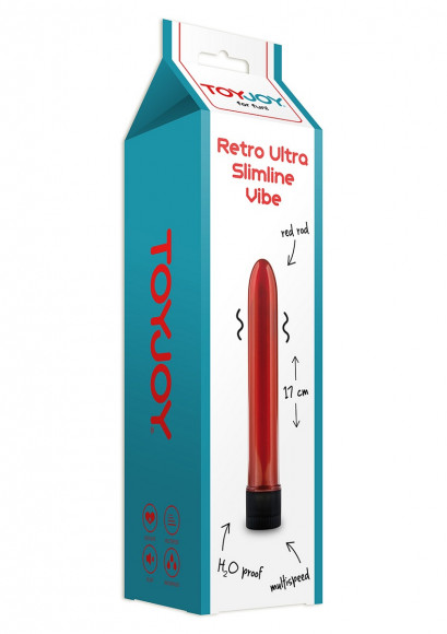 Красный вибратор RETRO ULTRA SLIMLINE - 17 см. Красный вибратор RETRO ULTRA SLIMLINE - 17 см.