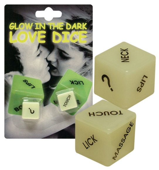 Кубики для любовных игр Glow-in-the-dark с надписями на английском Кубики для любовных игр Glow-in-the-dark с надписями на английском